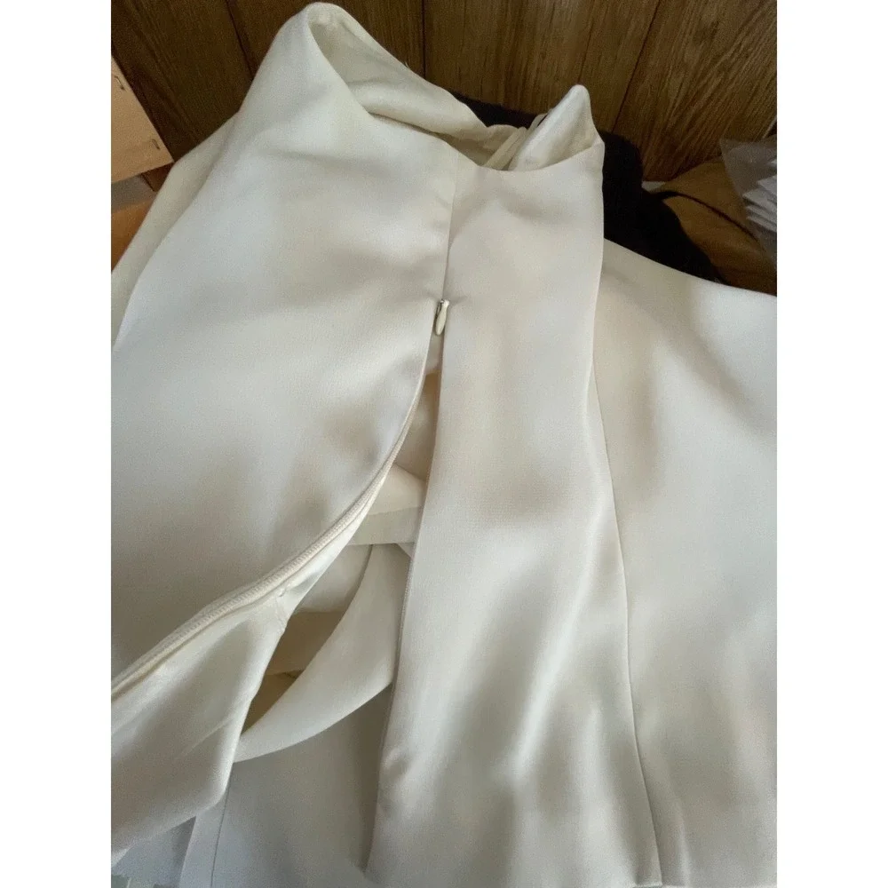 Le Suit Women 2pc Blazer 18W‎ Shell 20W Set Career Cream Collarless Open Front